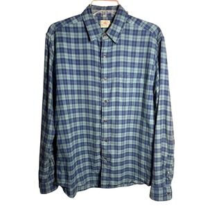 FAHERTY BRAND Mens Plaid Featherweight Flannel Shirt Blue Green Size‎ Medium
